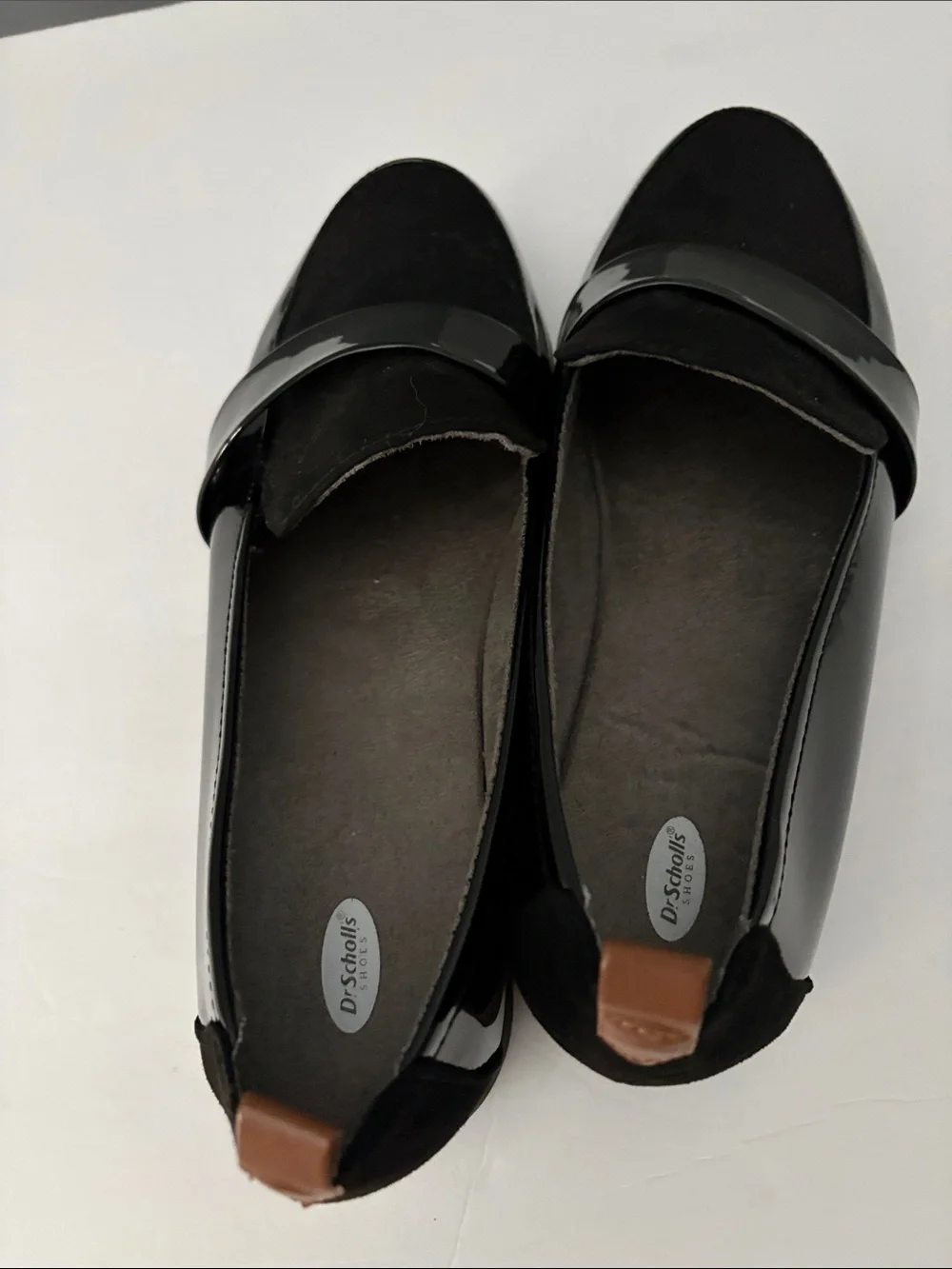 Dr. Scholl’s Black Patent & Suede Loafers for Women